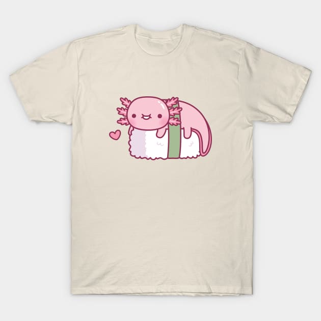 Cute Axolotl Sushi Doodle Funny T-Shirt by rustydoodle